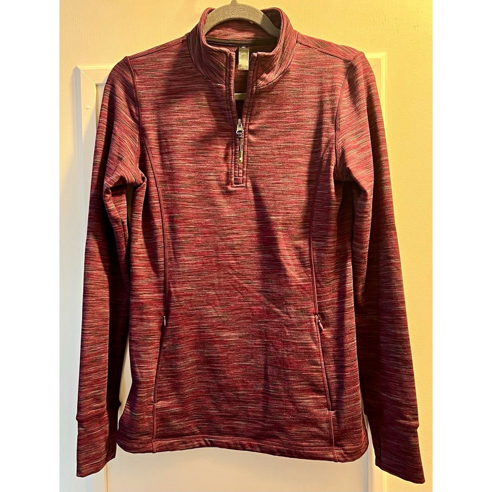 Kyodan Women Medium Purple Heathered 1/4 Zip Pockets Fleece Track Jacket 36x26.5